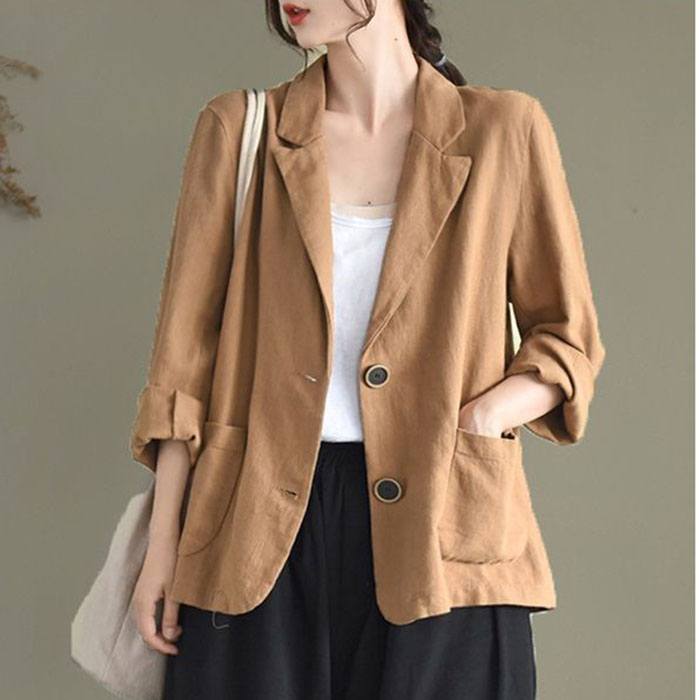 Áo khoác blazer Linen trẻ trung 2 túi dán ArcticHunter, thời trang thương hiệu chính hãng