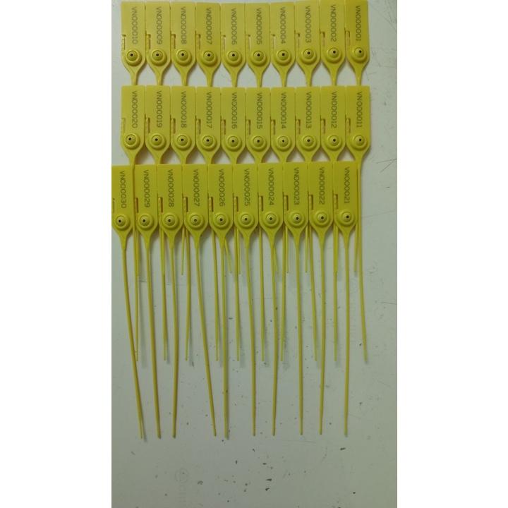 100 chiếc Seal nhựa niêm phong dạng tròn trơn thẳng dài 23 cm khóa kim loại in seri liên tục