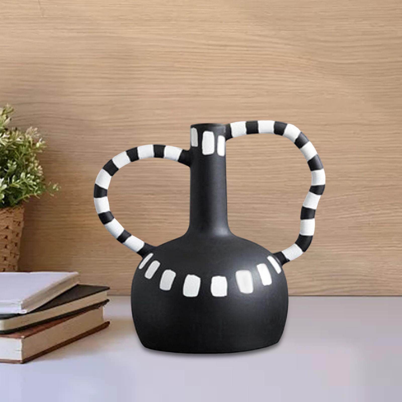 Black and White Vase Resin Flower Vase Nordic for Home Living Room Entrance