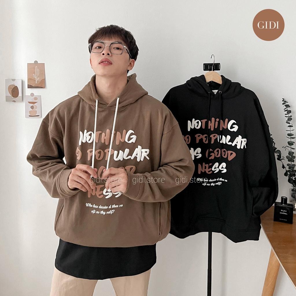 Hoodie POPU Nothing Nam nữ unisex form rộng chất nỉ bông dày dặn - hoodie chui đầu có mũ Oversize