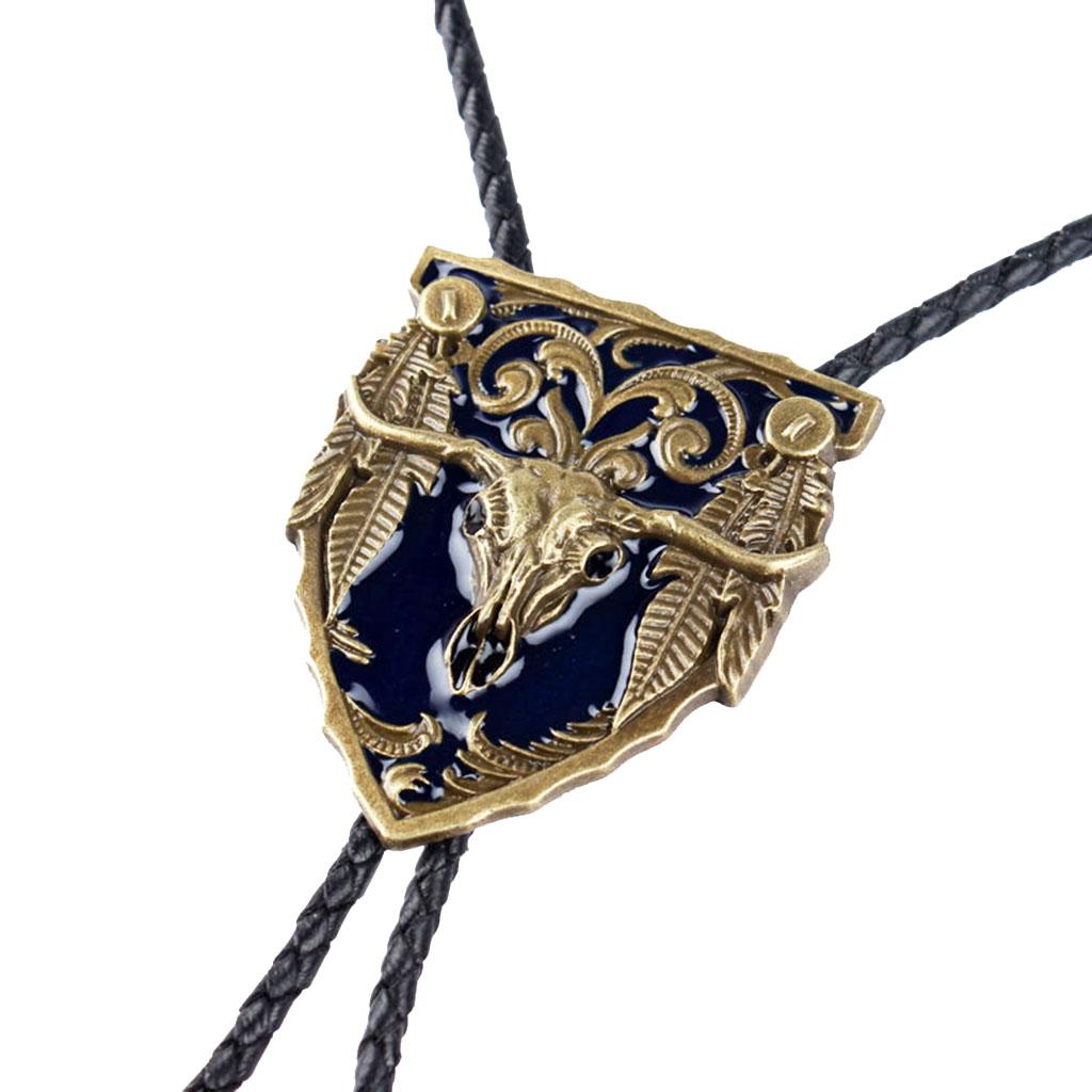 Men's Vintage Western Cowboy Rodeo Cow Bolo Tie Bola Pendant Necklace
