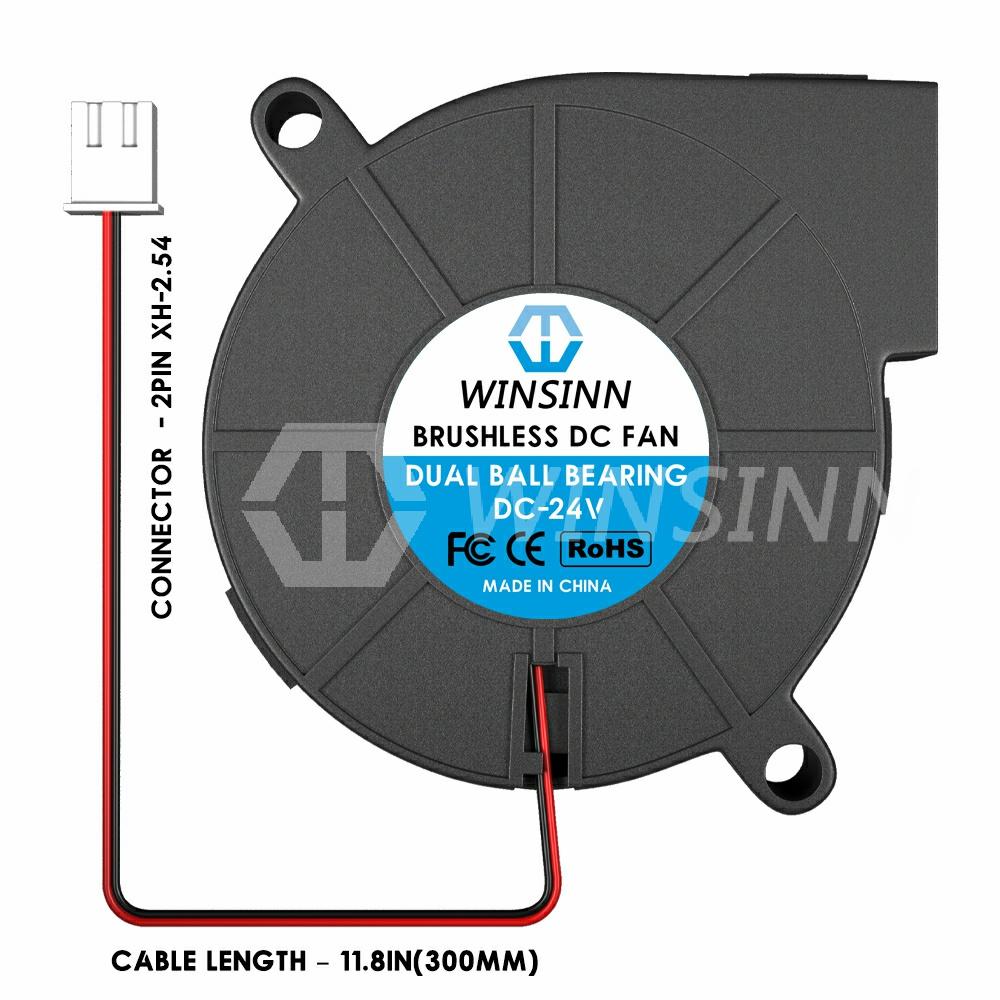 Quạt Winsinn 50mm 5V 12V 24V, máy in 3D Micro Blower 5015 Vòng bi thủy lực / kép, làm mát không chổi than 50x15mm 2pin