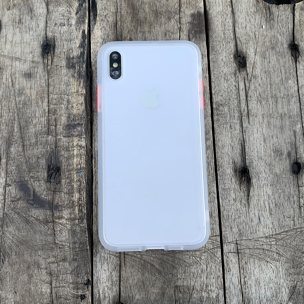 Ốp lưng chống sốc dành cho iPhone XS Max nút bấm màu đỏ - Màu trắng