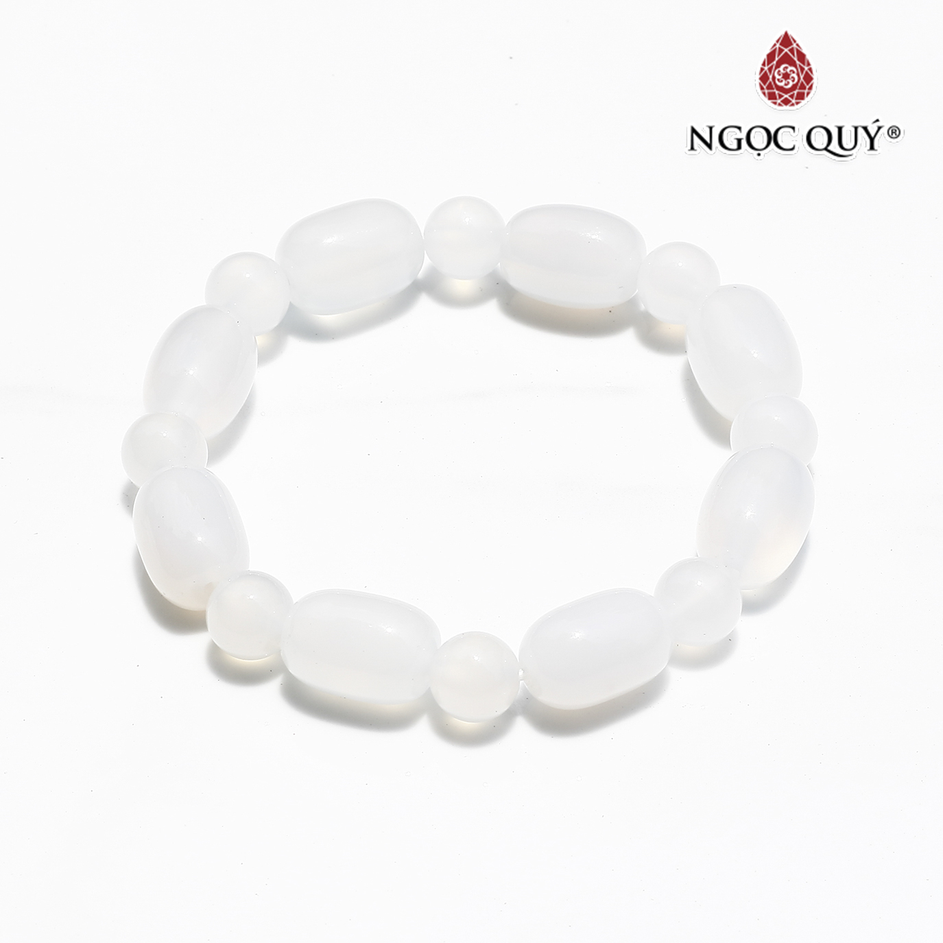 Vòng lu thống mã não trắng mệnh thủy kim - Ngọc Quý Gemstones