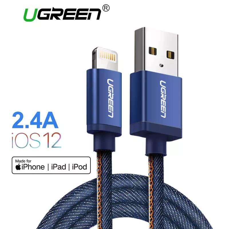 Ugreen UG40339US199TK 0.5M màu Xanh Cáp Lightning sạc + truyền dữ liệu cho iPhone - HÀNG CHÍNH HÃNG