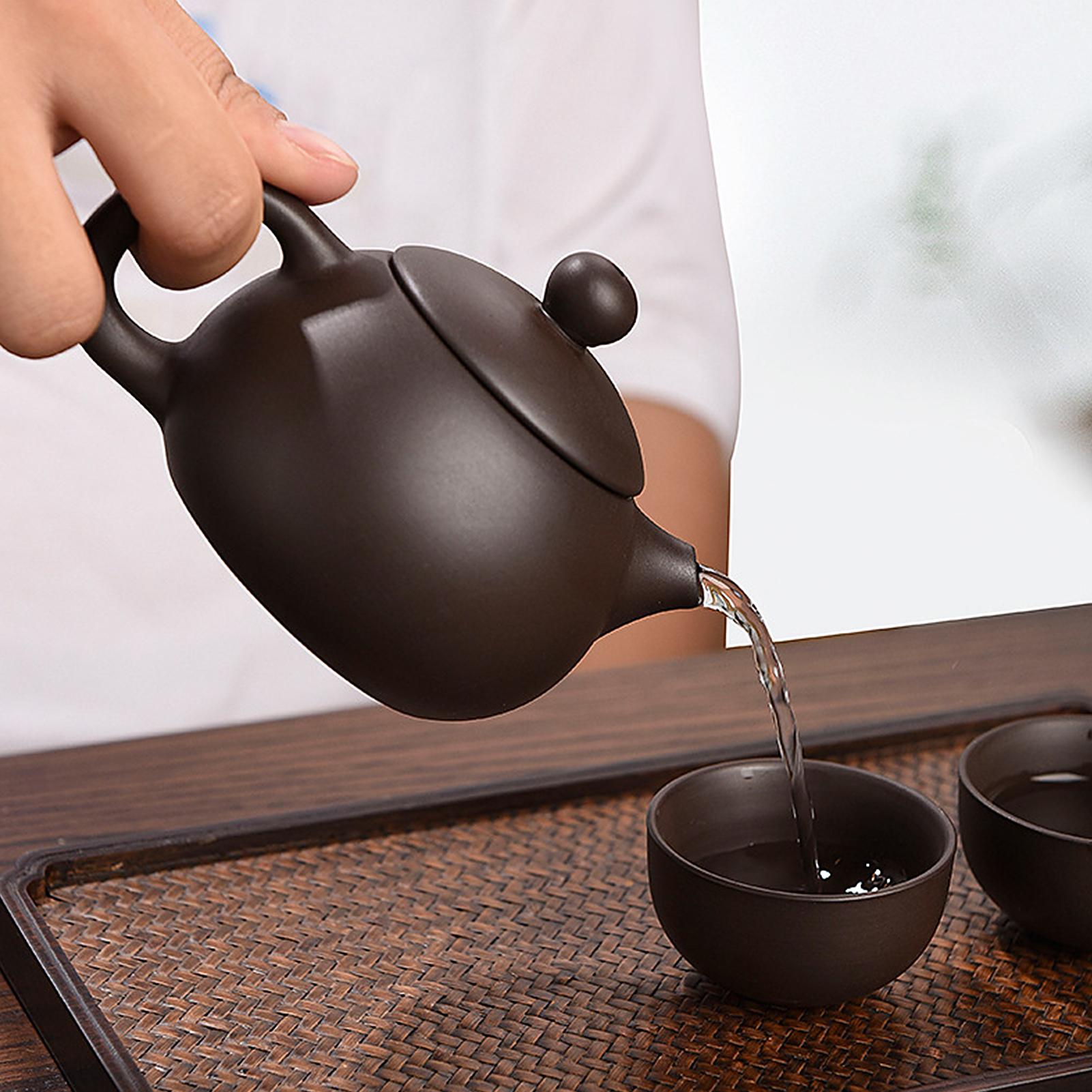 Ceramic Purple Sand Tea Set Portable Outdoor Travel Tea Pot and Cups Set with Towel Tea Canister and Carry Bag