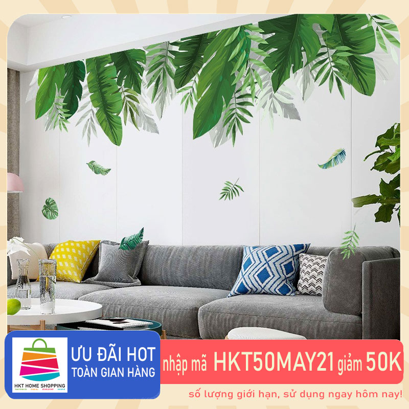 Decal giấy dán tường lá cây trang trí XL8361