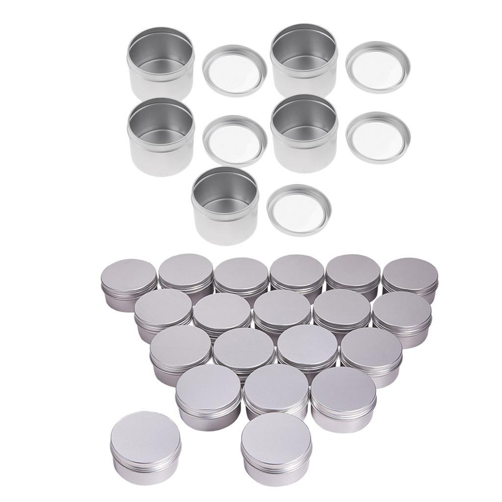 25Pc Aluminum Tin Storage Pot Candles Salves Containers Screw Lid 100ml 80ml