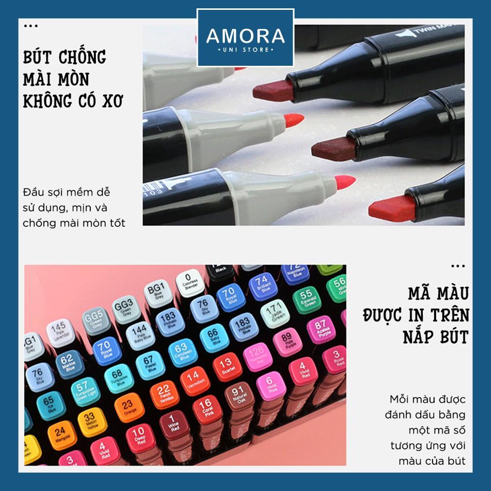 Bút Marker Touch Cool nguyên SET 40 cây + túi vải + bộ quà tặng 5 món - mực cao cấp - Bút vẽ trang trí - Amora UNI