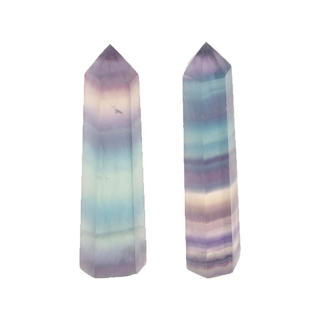 Natural Stone Hexagonal Crystal Column Colorful Fluorite Column Ornaments A