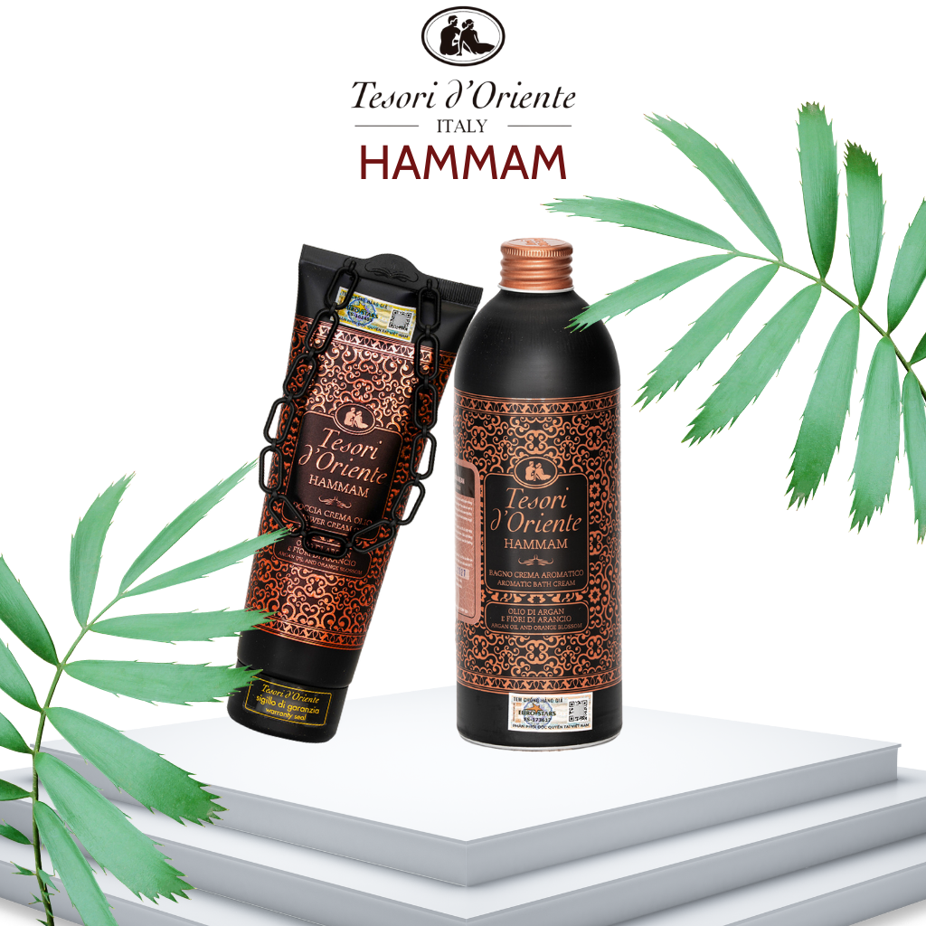 Sữa Tắm Tesori D'Oriente HAMMAM Tinh Dầu Argan Chính Hãng ( Tuýp 250ml - Chai 500ml kèm vòi nhập khẩu trực tiếp từ Ý )