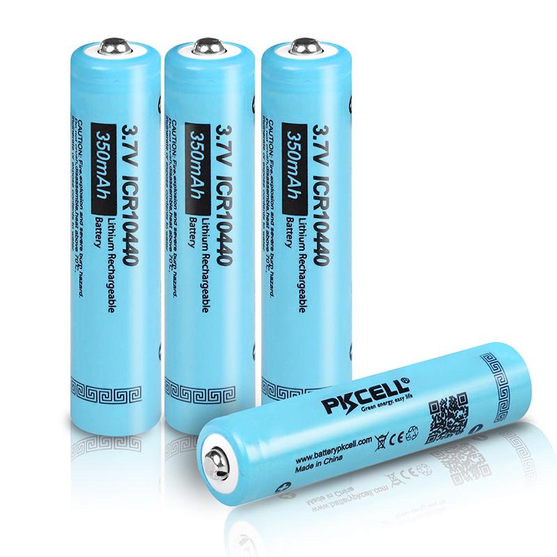 4 PKCELL ICR 10440 Pin lithium AAA 350MAH 3.7v pin sạc li-ion AAA có nút trên đèn pin máy điện tử Điện áp danh định: 3.7V