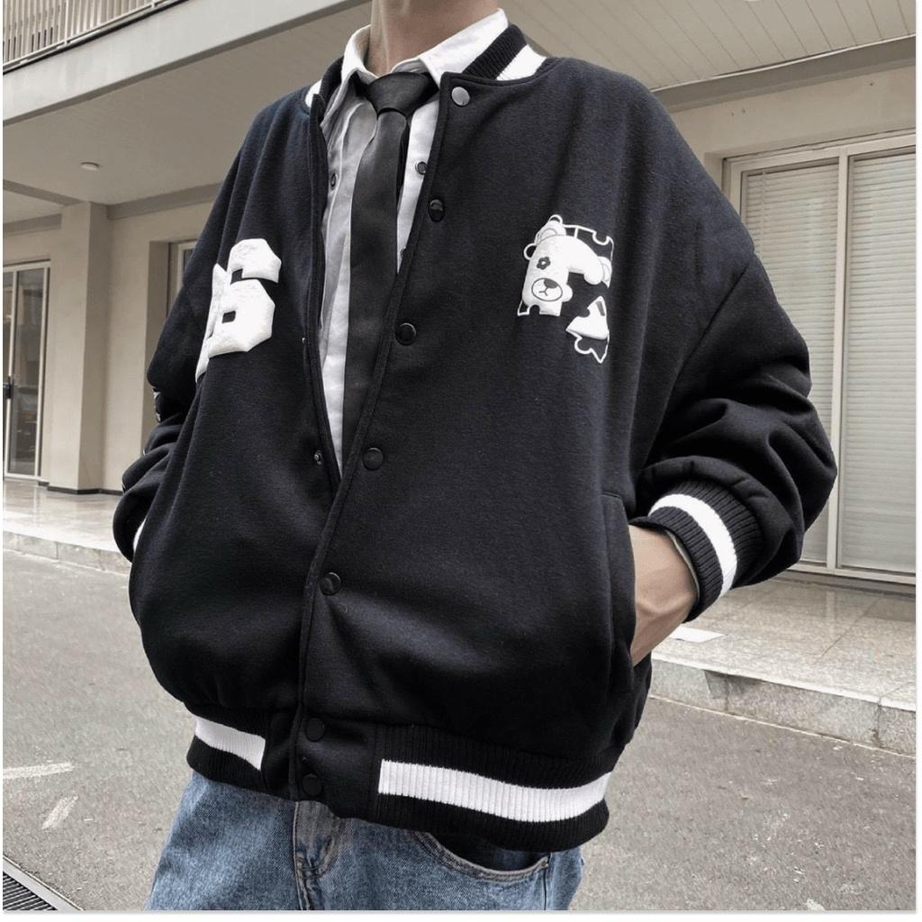 ÁO KHOÁC NỈ HOODIE NÚT BẤM PHONG CÁCH BOMBER -26 TKT