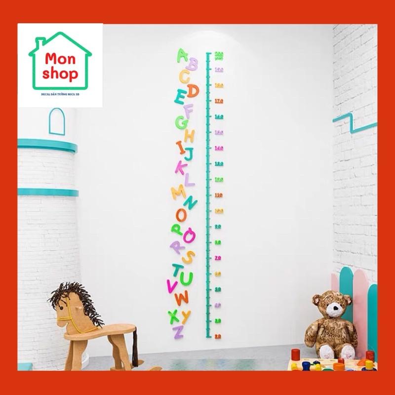 Decal dán tường mica 3D bảng chữ cái tiếng anh trang trí phòng bé, trang trí lớp học tiếng anh, tranh dán tường mica