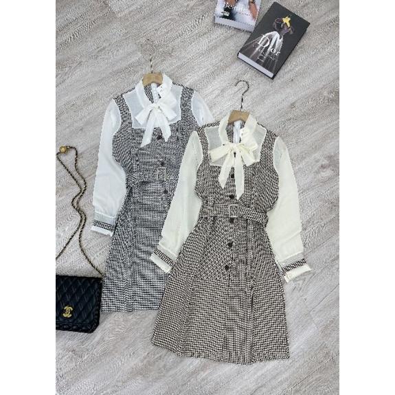 VÁY DẠ TK PHỐI TAY SƠ MI BÈO NƠ