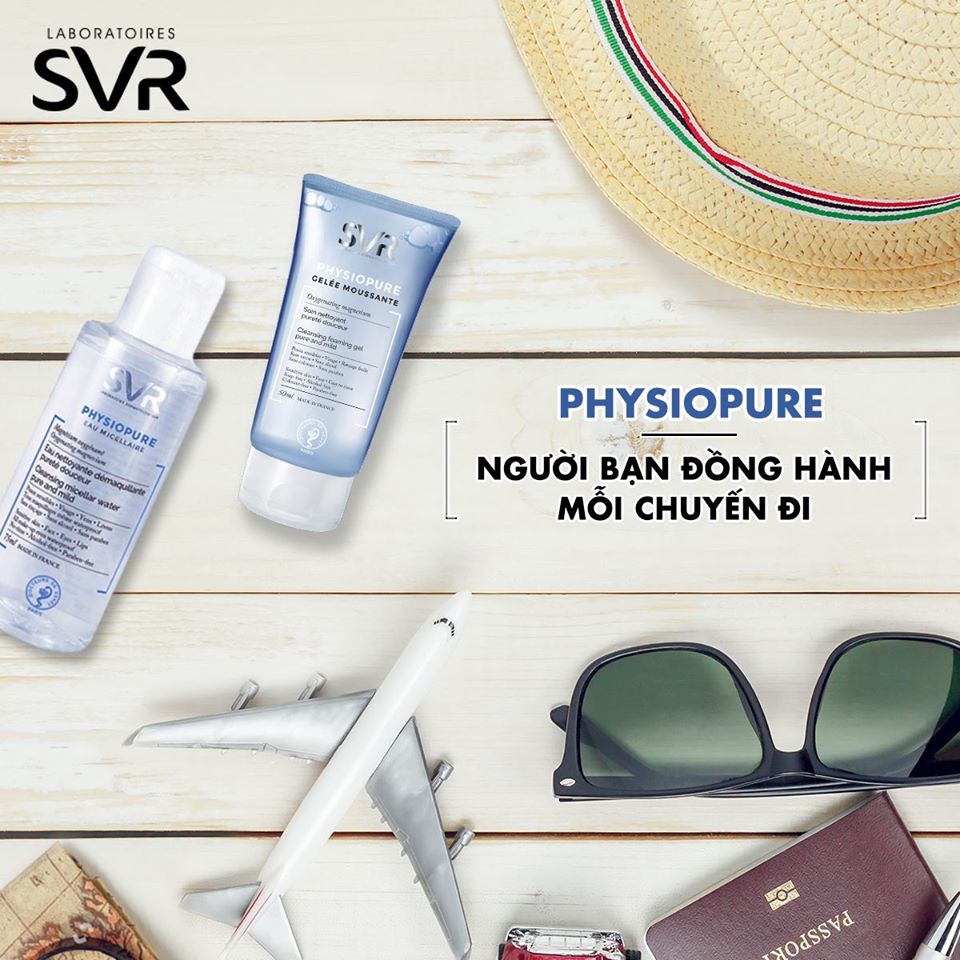 Gel rửa mặt dành cho da nhạy cảm SVR physiopure gelee moussante TẶNG bông tẩy trang Jomi / son dưỡng Rebirth