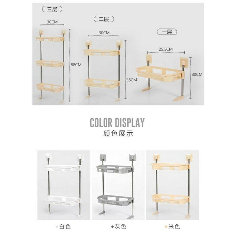 Kệ nhà tắm 3 tầng treo tường - Kệ để đồ nhà tắm 2 tầng - Kệ để bồn cầu nhà vệ sinh dán tường 2 3 tầng đa năng