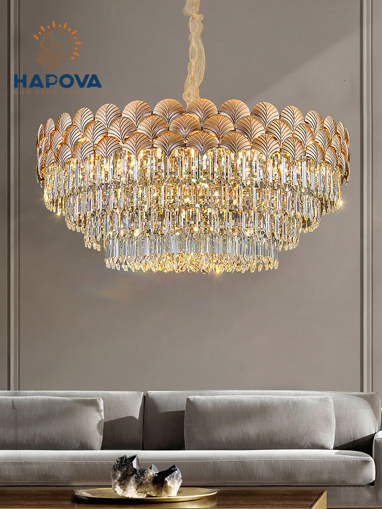 Đèn chùm trang trí phòng khách, phòng ngủ HAPOVA ANNOL 8116 đường kính 600/800mm Kèm Bóng E14