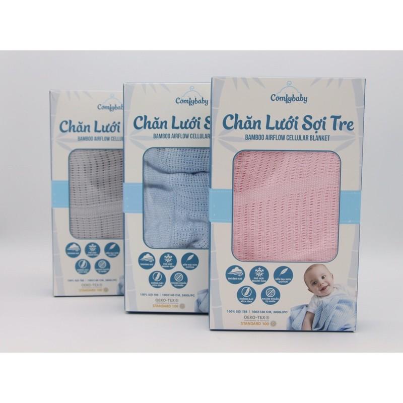 Chăn lưới Comfybaby sợi tre, quấn ủ nhộng chũn, trùm xe đẩy - Thấm mồ hôi, kháng khuẩn Comfybaby cho bé - chính hãng