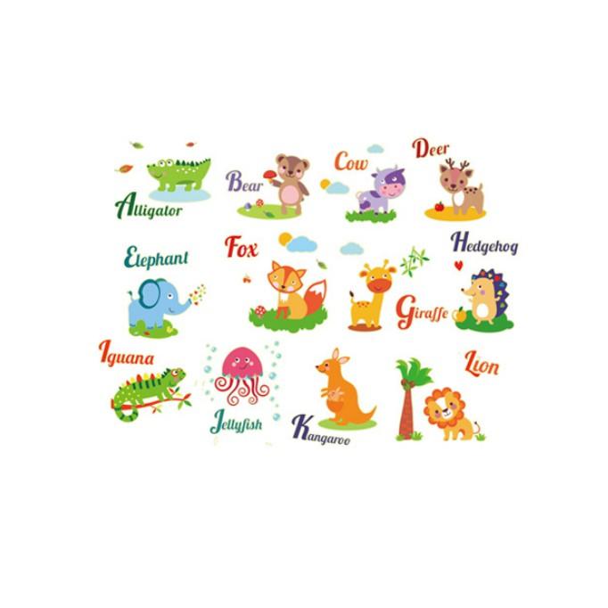 Decal trang trí dạ quang thú tiếng anh