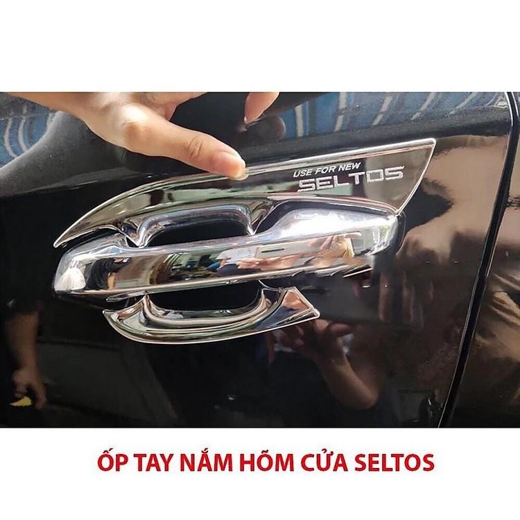 Ốp Tay Cửa Và Hõm Cửa Xe Kia Seltos từ 2019 đến 2023 Mạ Crom Cao Cấp, Chống xước tay cửa làm đẹp cho xe