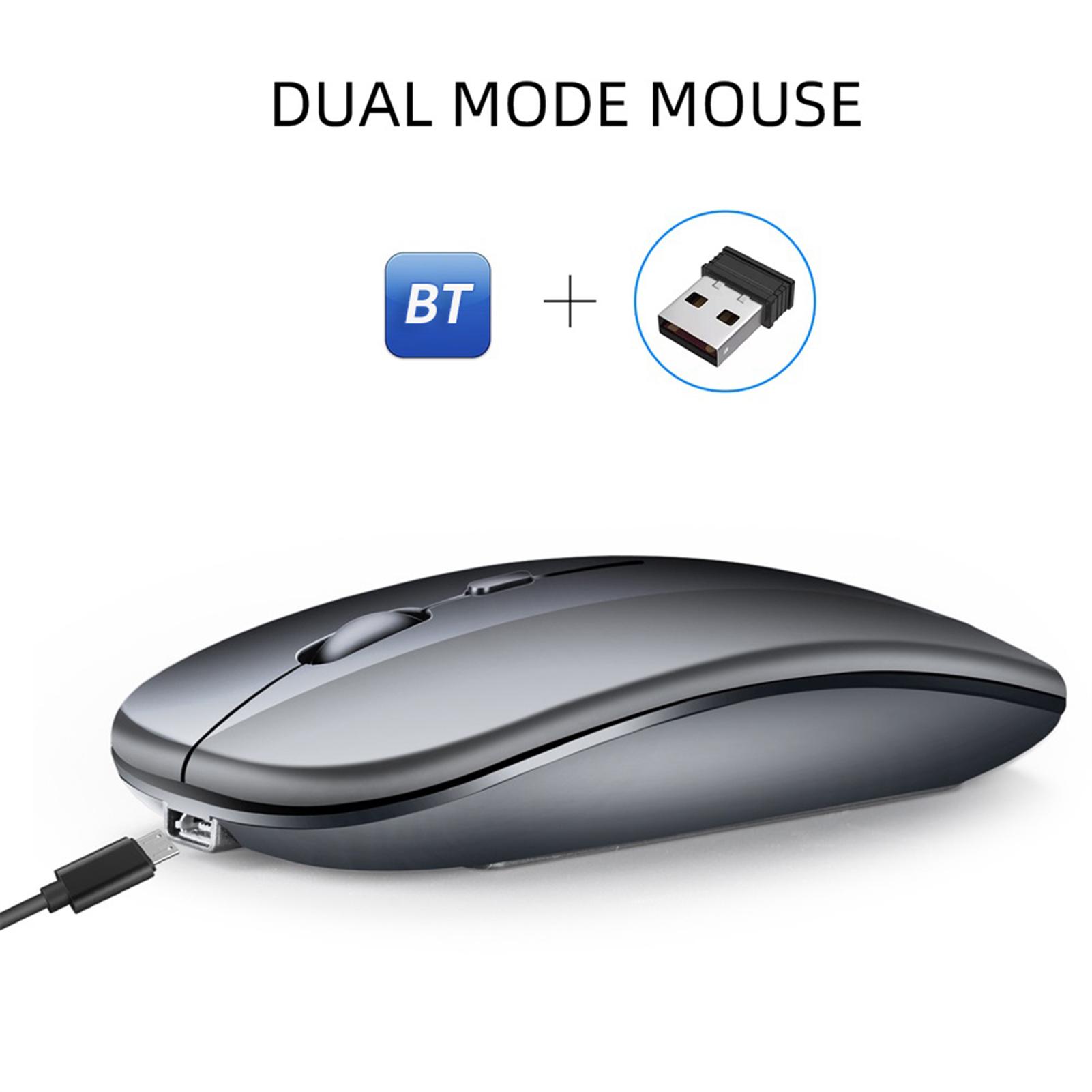 Chuột quang BT5.0 2.4G không dây chế độ kép HXSJ M90 có thể sạc lại công thái học 1600DPI
