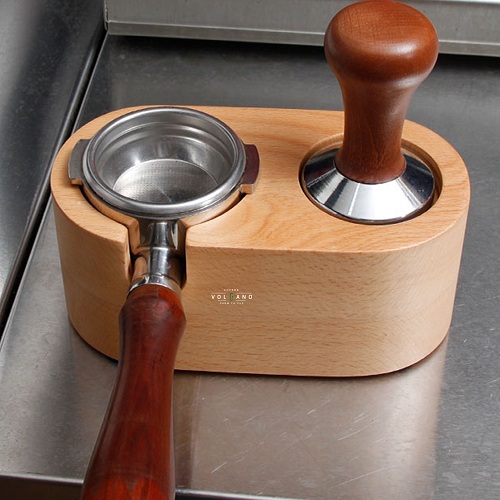 Đế gỗ hỗ trợ tamper nén cà phê espresso