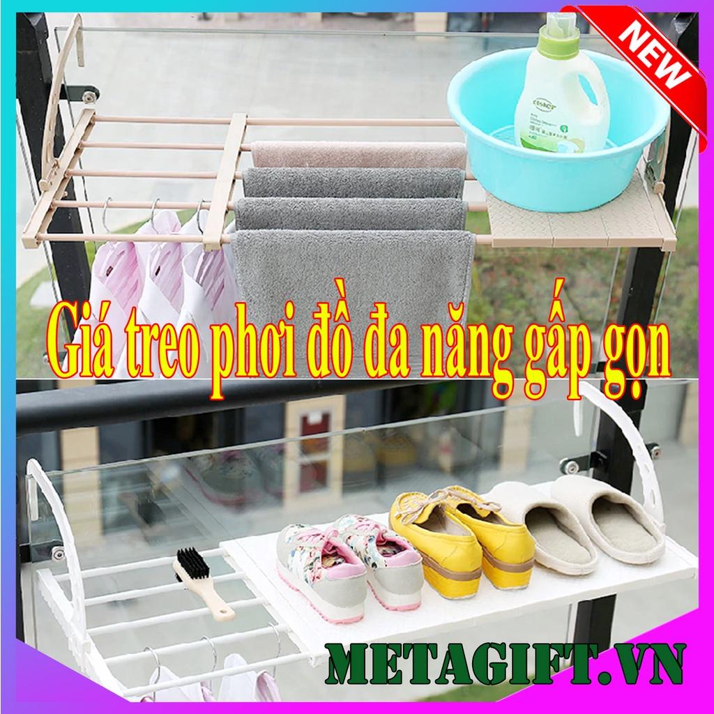 Giá kệ phơi đồ quần áo treo ban công cửa sổ lan can đa năng gấp gọn thông minh