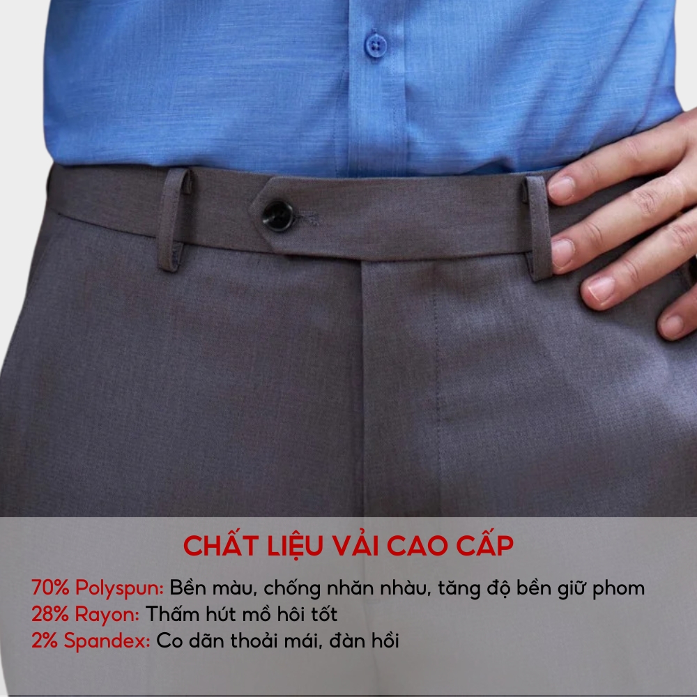 Quần Âu Nam Cao Cấp Biluxury Smoke Gray 7QAUB003GHS