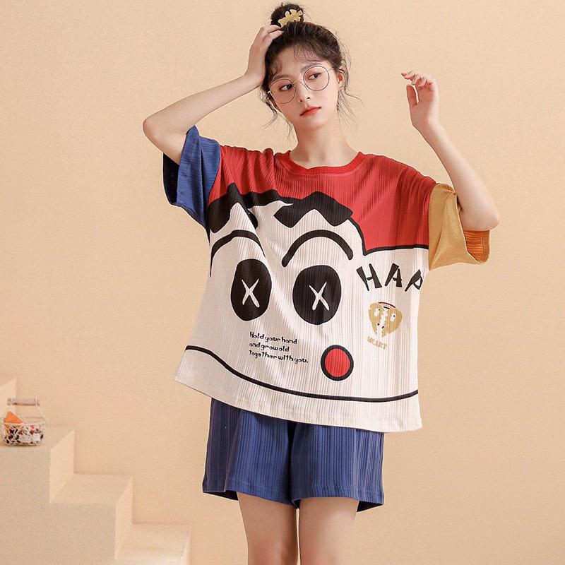 Đồ Bộ Pyjama Nữ Quần Đùi Áo Ngắn Tay Cotton Đơn Giản Tự Nhiên Dành Cho Nữ - Bộ Ngủ Cộc Mặc Nhà