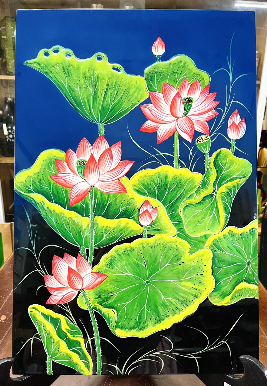 Tranh Sơn Mài - HOA SEN | Size 40x60 cm | Thanh Tịnh – Trang Nhã – Nghệ Thuật Truyền Thống
