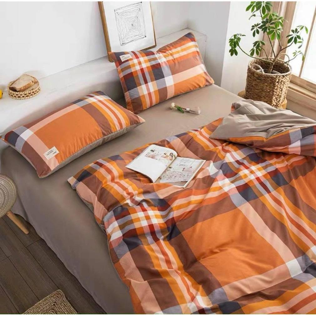 Bộ Chăn Ga Gối Cotton TC cao cấp - Chăn ga TC kẻ