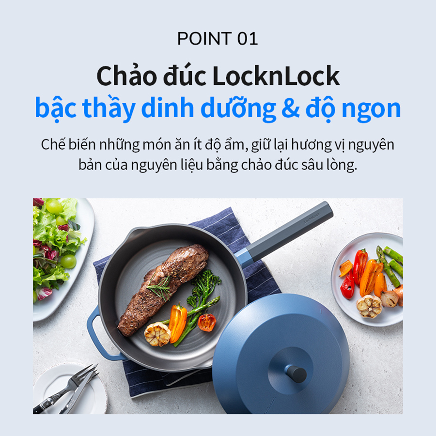 Chảo Master Deep LocknLock + nắp 24cm LMD1245-VN-4-AL