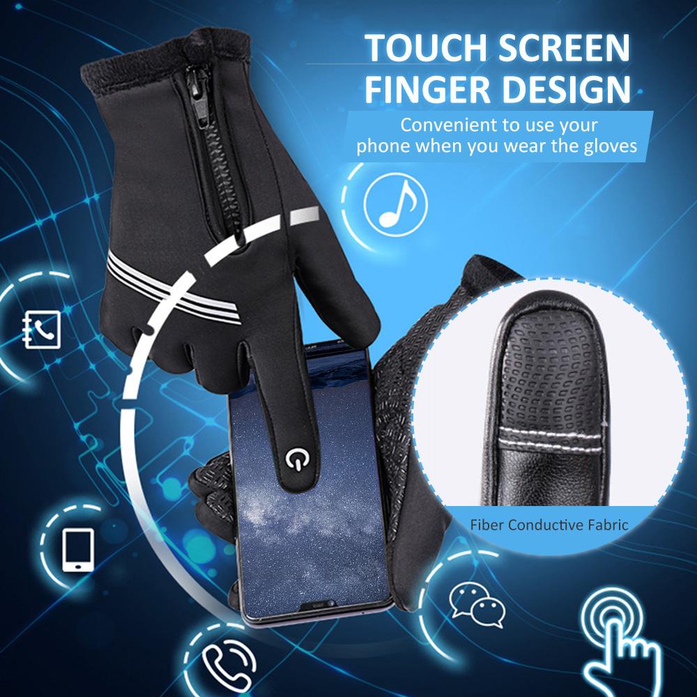 Găng tay da mùa đông ấm áp cho nam đi xe đạp, chơi thể thao trượt tuyết ngoài trời