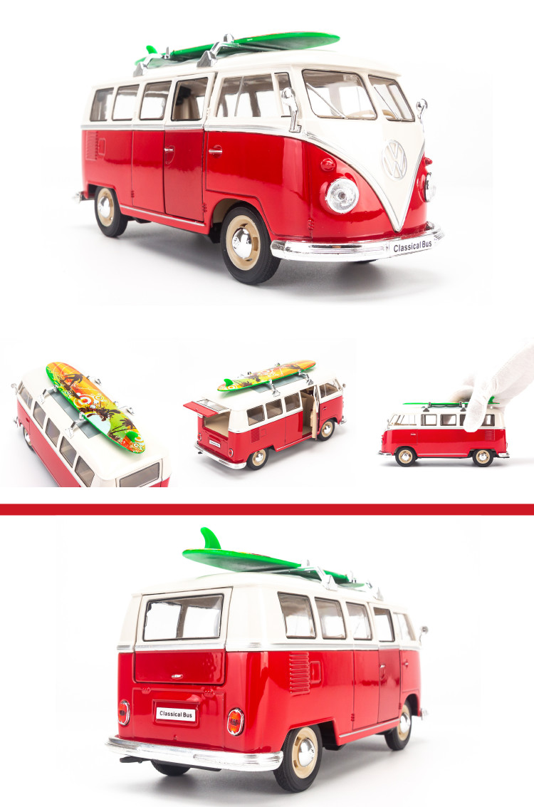 Mô hình xe Volkswagen T1 Bus With Surf Board 1:24 Welly- 22095