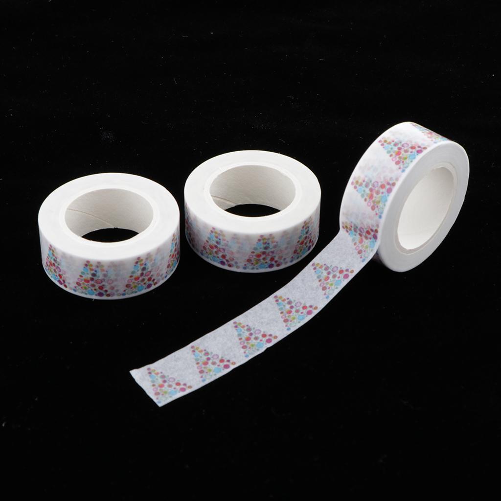 3 Rolls 15mm Xmas Washi Tape Set, Cartoon Washi Masking Decorative Tapes for DIY Decor Planners Scrapbooking Adhesive Sticker Tapers/Party Supplies