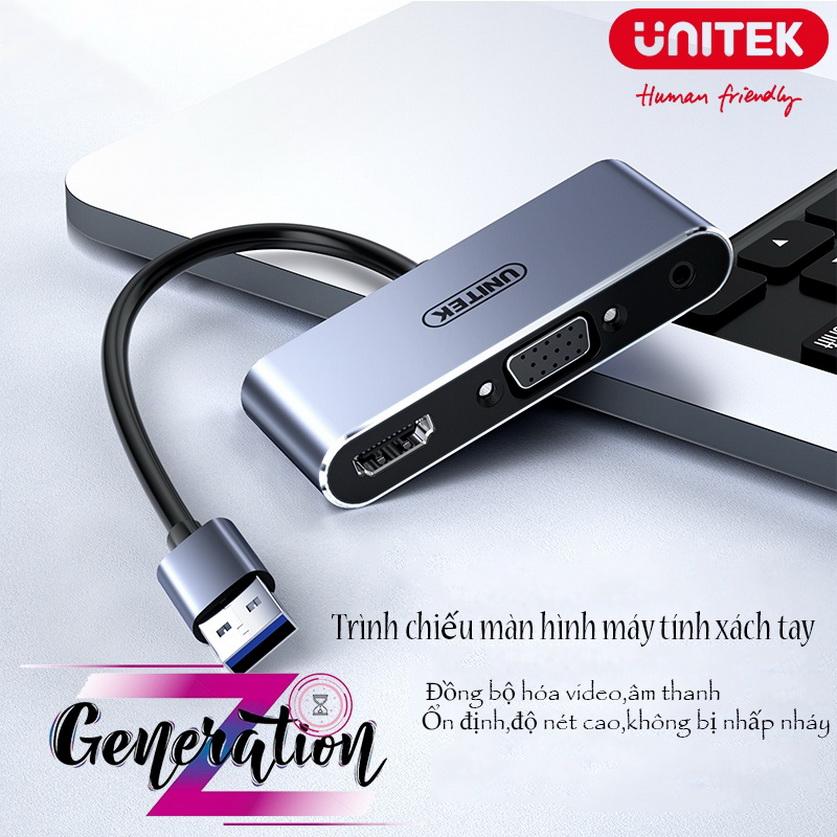 CÁP CHUYỂN ĐỔI TỪ CỔNG USB RA CÁC CỔNG HDMI / VGA / DC 3.5 AUDIO V305A UNITEK - HÀNG CHÍNH HÃNG