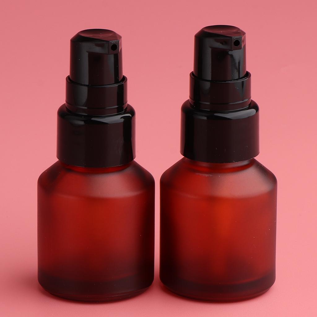 2pcs Empty Spray Pump Bottle Refillable Emulsion Lotions Bottle Glass 15ml