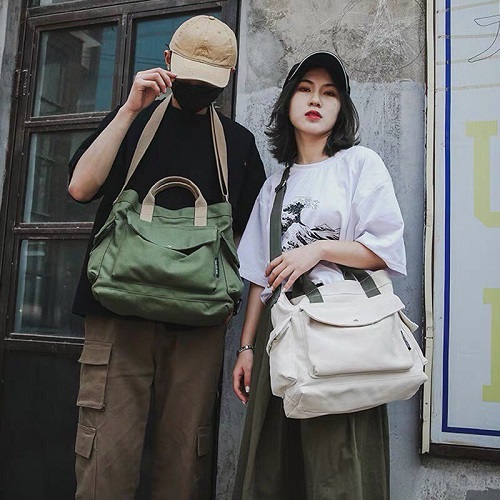 Túi Vải Canvas Nam Nữ Đeo Chéo Trơn Thời Trang Hàn Quốc GOAT MENSWEAR