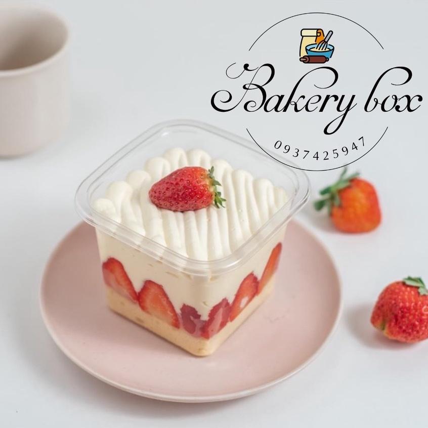 B10-08 | Set 50c Hộp Nhựa Vuông Đựng Bánh Lạnh - Bánh Mousse - Tiramisu - Rau Câu