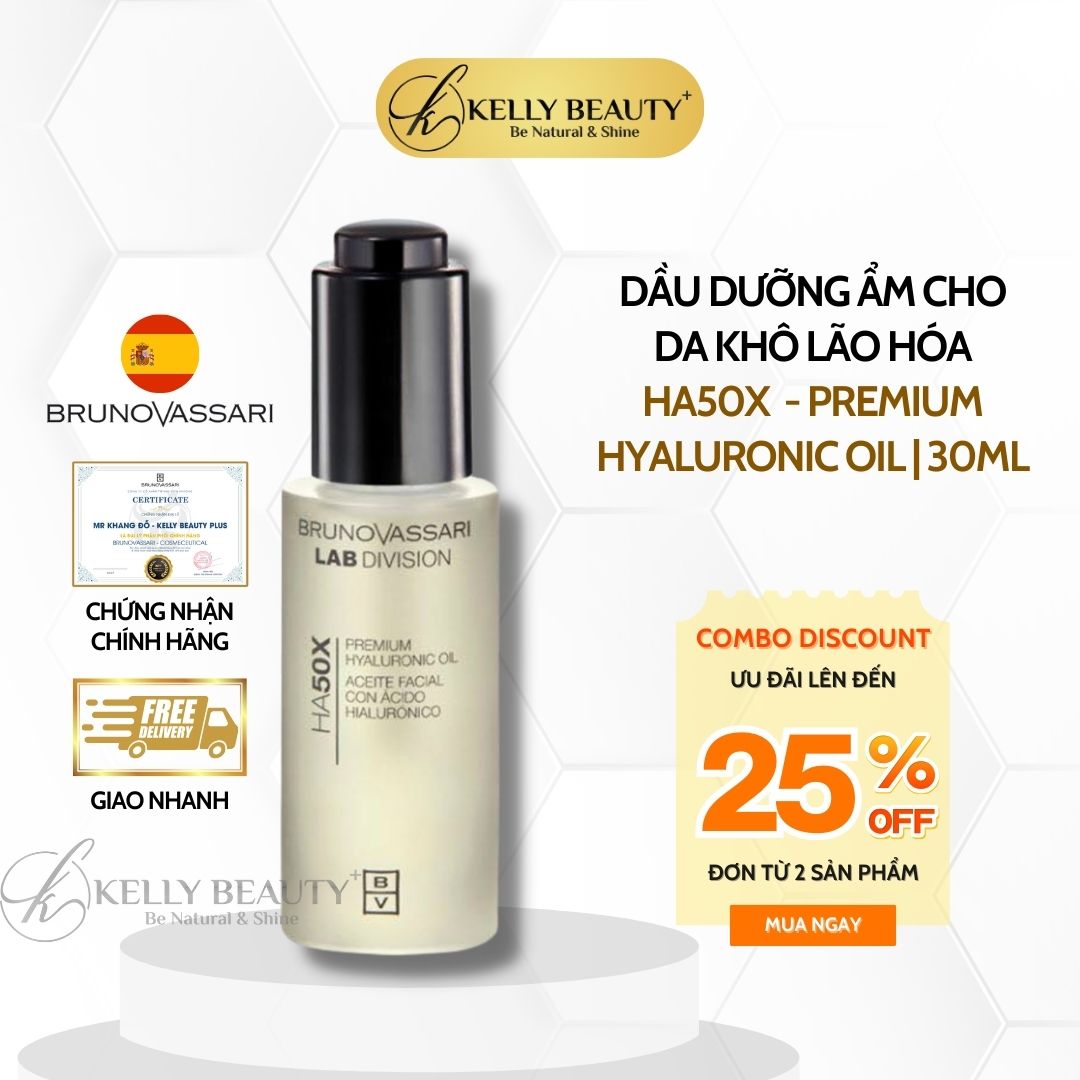 Dầu Dưỡng Ẩm Cho Da Khô, Lão Hóa Bruno Vassari HA50X Premium Hyaluronic Oil | Kelly Beauty
