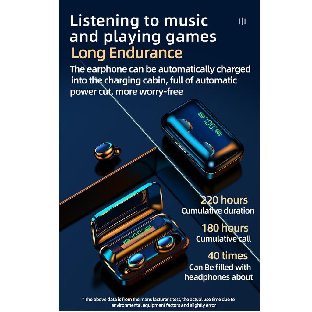 Wireless  Bluetooth 5.0 Earphones 9D Stereo Sports LED hands-free Earbuds