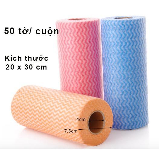 Cuộn 50 Khăn Lau Đa Năng - Có Thể Giặt Sạch Để Tái Sử Dụng, sạch, tiết kiệm (cuộn kẻ)