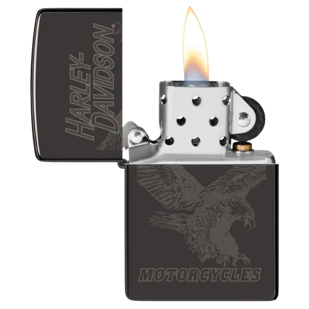 Bật Lửa Zippo Chính Hãng Mỹ Harley-Davidson – Biểu Tượng Đại Bàng Tung Cánh, Vỏ Đen Bóng Gương Khắc Laser Tinh Xảo