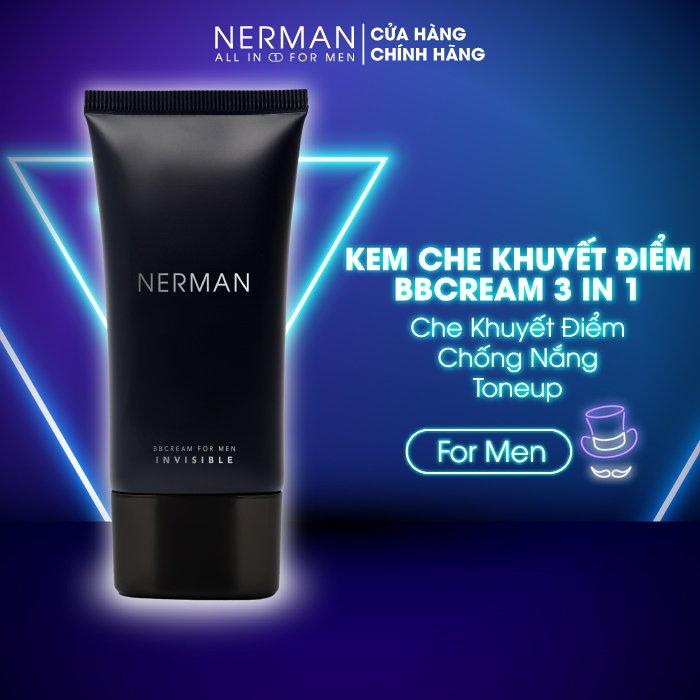 Kem che khuyết điểm cho nam BB Cream Invisible 3in1 - Chống nắng SPF 45+, che khuyết điểm, dưỡng ẩm Nerman 50g