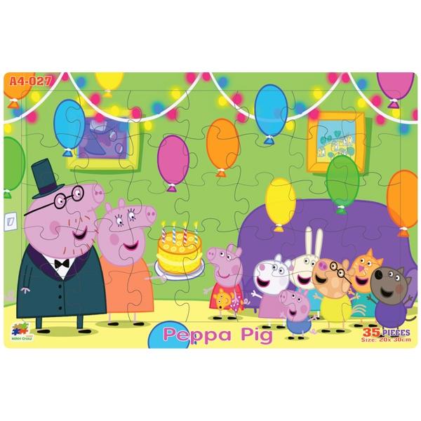 Bộ Xếp Hình Khổ A4 Puzzle Minh Châu 35-027 - Peppa Pig (35 Mảnh Ghép)