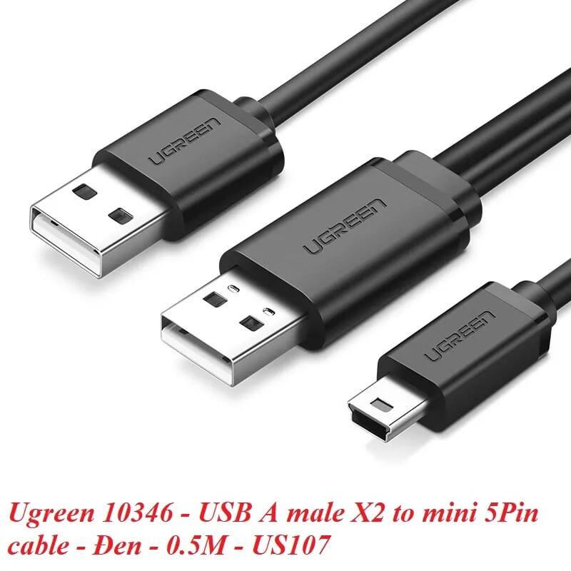 Ugreen UG10346US107TK 0.5M màu Đen Cáp sạc truyền dữ liệu USB 2.0 sang MICRO USB có trợ nguồn USB - HÀNG CHÍNH HÃNG