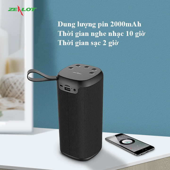 Loa bluetooth Zealot không dây di động ngoài trời âm thanh siêu trầm nghe nhạc cực hay hàng chính hãng