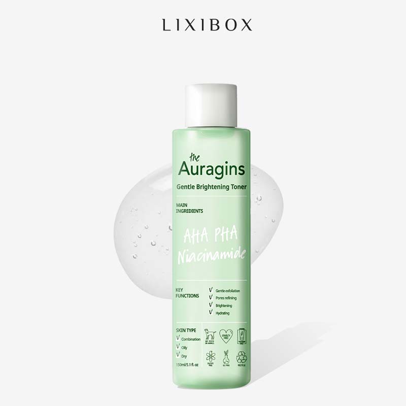Nước hoa hồng sáng da, ngừa mụn AHA PHA The Auragins Gentle Brightening Toner 150ml
