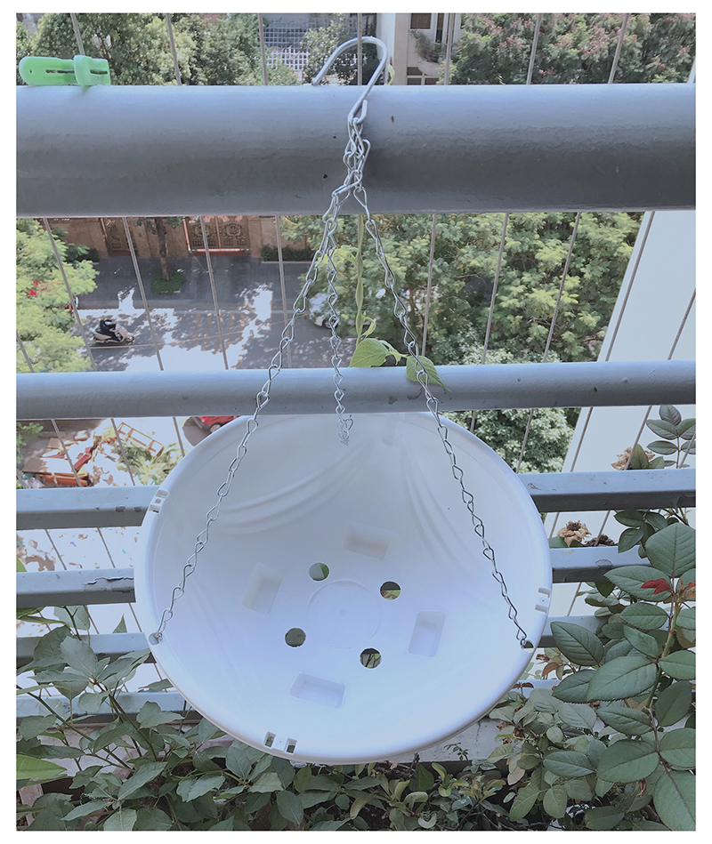 10 Chậu Nhựa Tròn Trồng Hoa Màu Trắng KT: 33x13 cm Có Móc Treo - Chậu chảo treo trồng hoa có móc xích kèm theo!